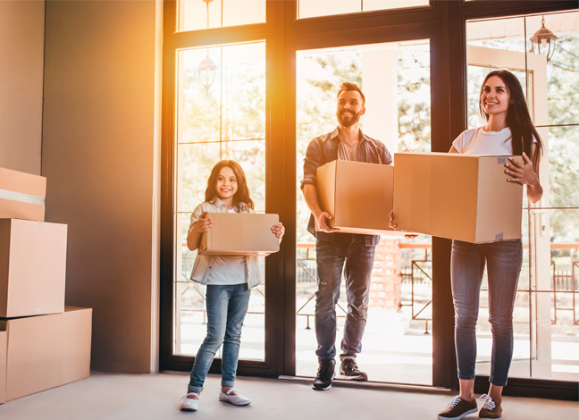 Photo famille qui déménage